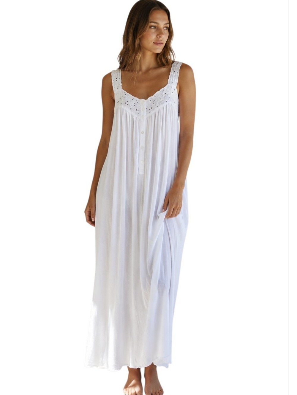Uluwatu Handmade Balinese Lace Rayon Maxi Dress Large White Resort